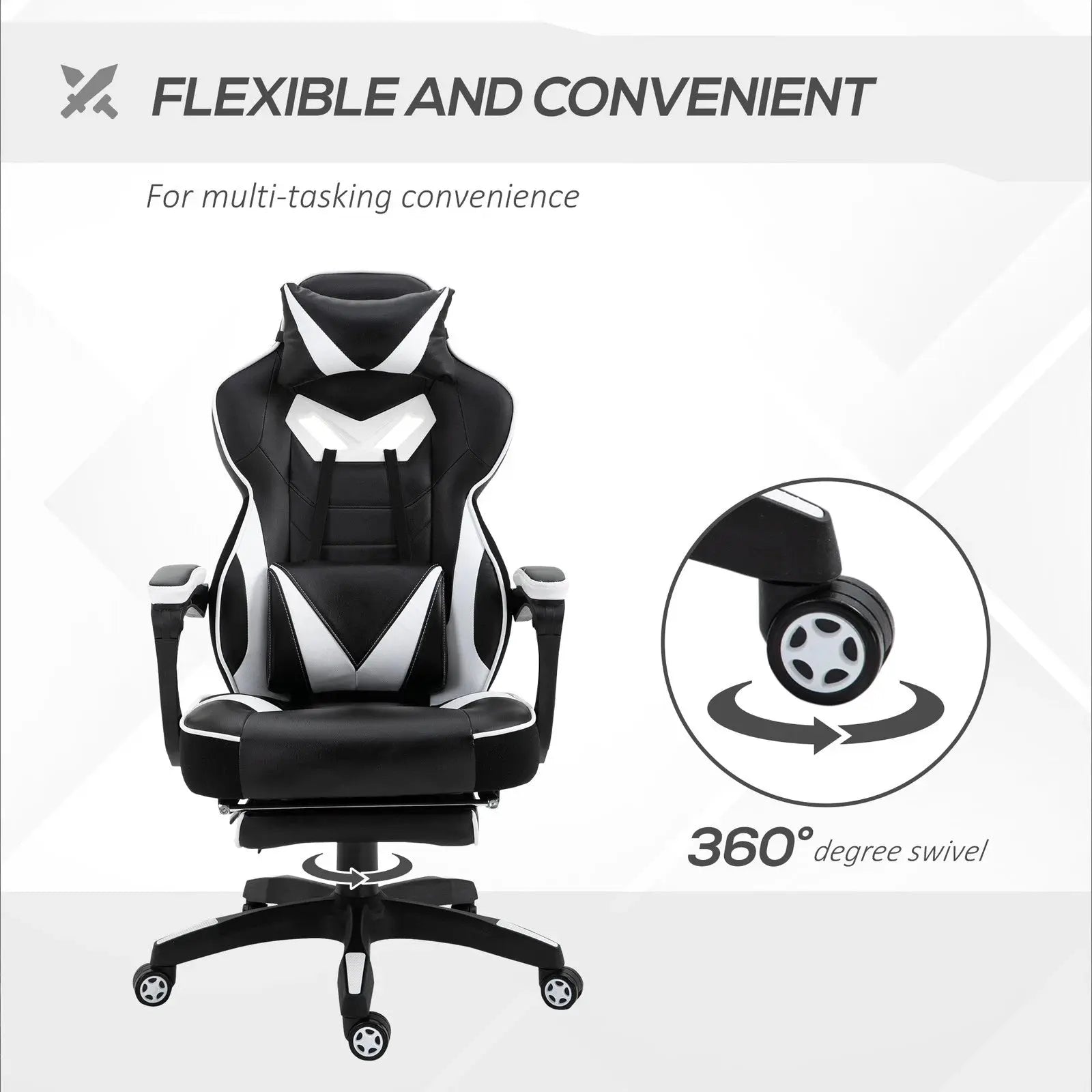 Gaming Chair Ergonomic Reclining w/ Manual Footrest Wheels Stylish Office Pink - My Store