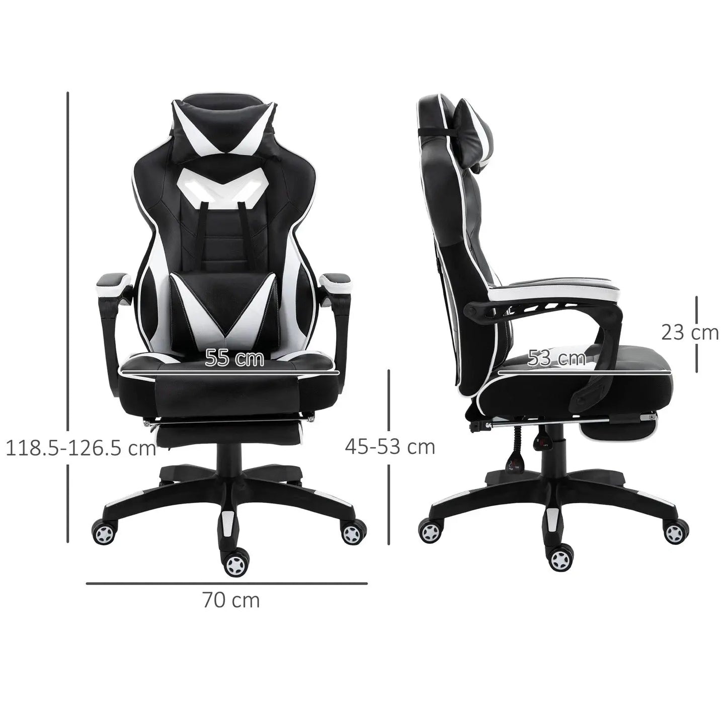 Gaming Chair Ergonomic Reclining w/ Manual Footrest Wheels Stylish Office Pink - My Store