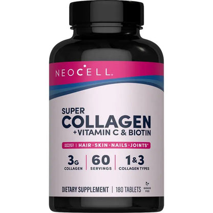 Grassfed Collagen Peptides + C & Biotin Supplement | 180 Tablets