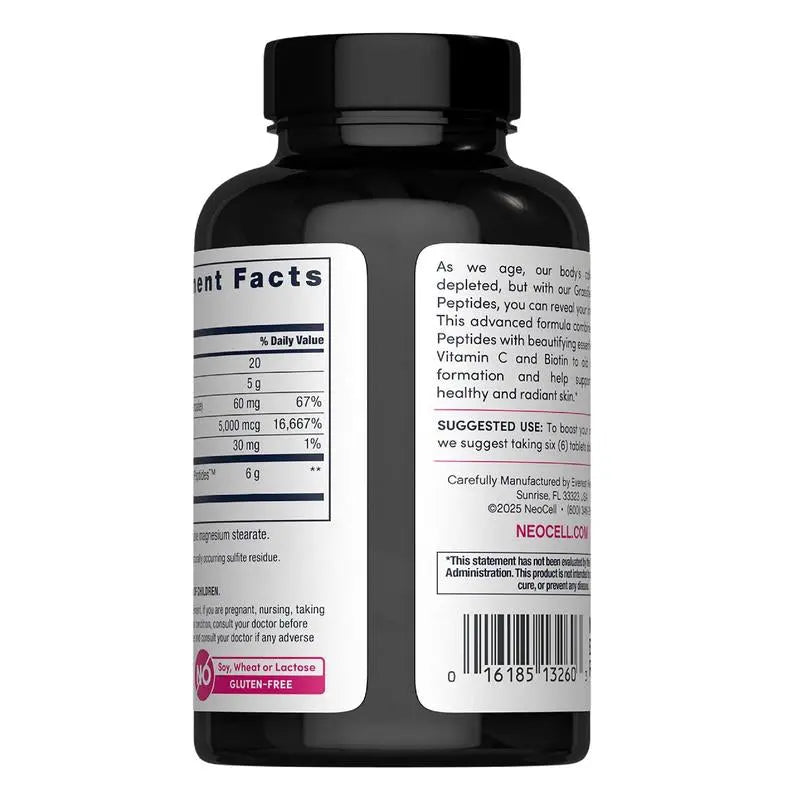 Grassfed Collagen Peptides + C & Biotin Supplement | 180 Tablets
