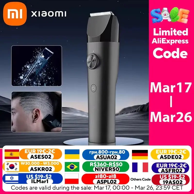 MIJIA Hair Trimmer Machine Hair Clipper1/2 IPX7 Waterproof Professional Cordless Men Electric Hair Cutting Barber Trimmer - My Store