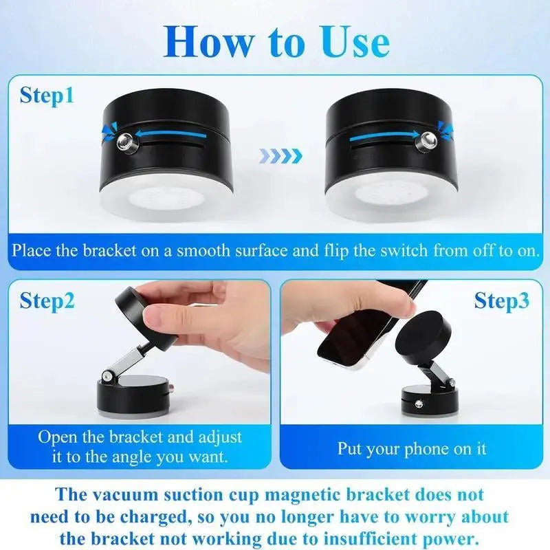Magnetic Phone Holder Stand, Adjustable & Foldable, Strong Suction Cup, Vacuum Adsorption, Portable Multifunctional Mobile Phone Stand for Car & Multi-Scene Use Vacuum Magnetic