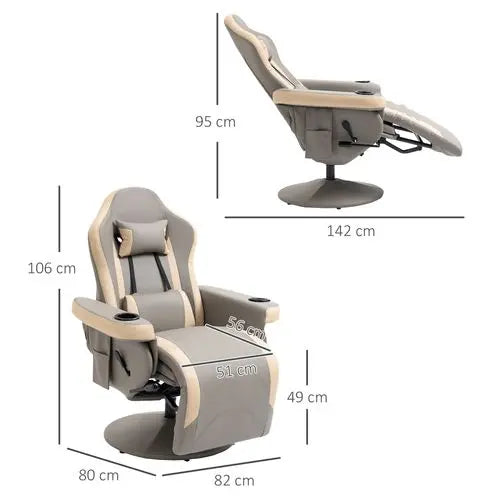Manual Recliner Armchair PU Sofa Chair w/ Adjustable Leg Rest & 135� Reclining - My Store
