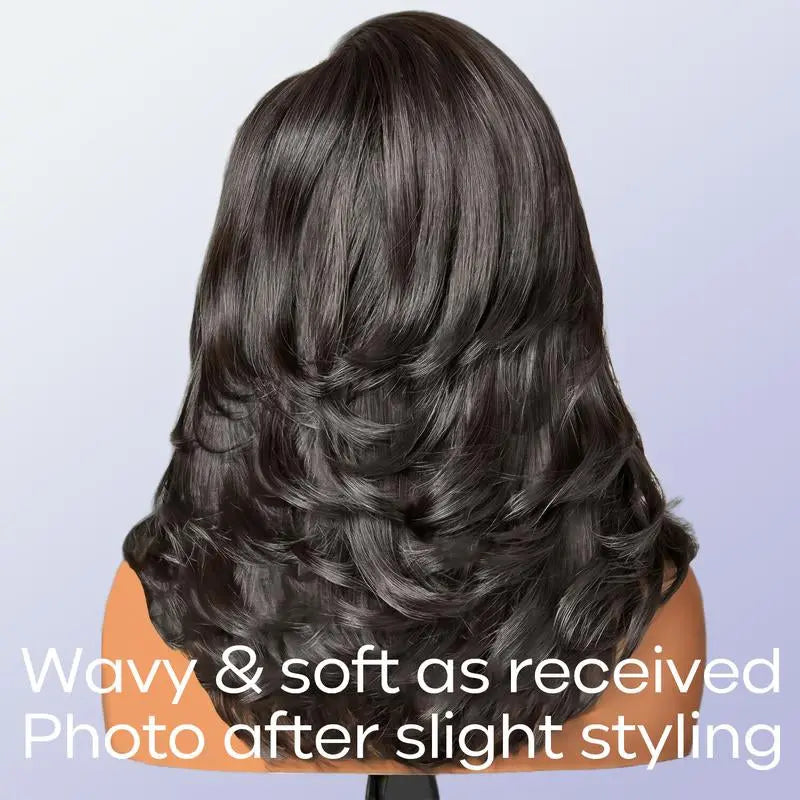Menglle Hair Short Glueless Transparent Lace Front Human Hair Shoulder Length Wavy Bob Wig Pre-Layered Cut Honey Blonde Highlight / Natural Black / Brow 2025 Mother'S Day