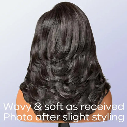 Menglle Hair Short Glueless Transparent Lace Front Human Hair Shoulder Length Wavy Bob Wig Pre-Layered Cut Honey Blonde Highlight / Natural Black / Brow 2025 Mother'S Day
