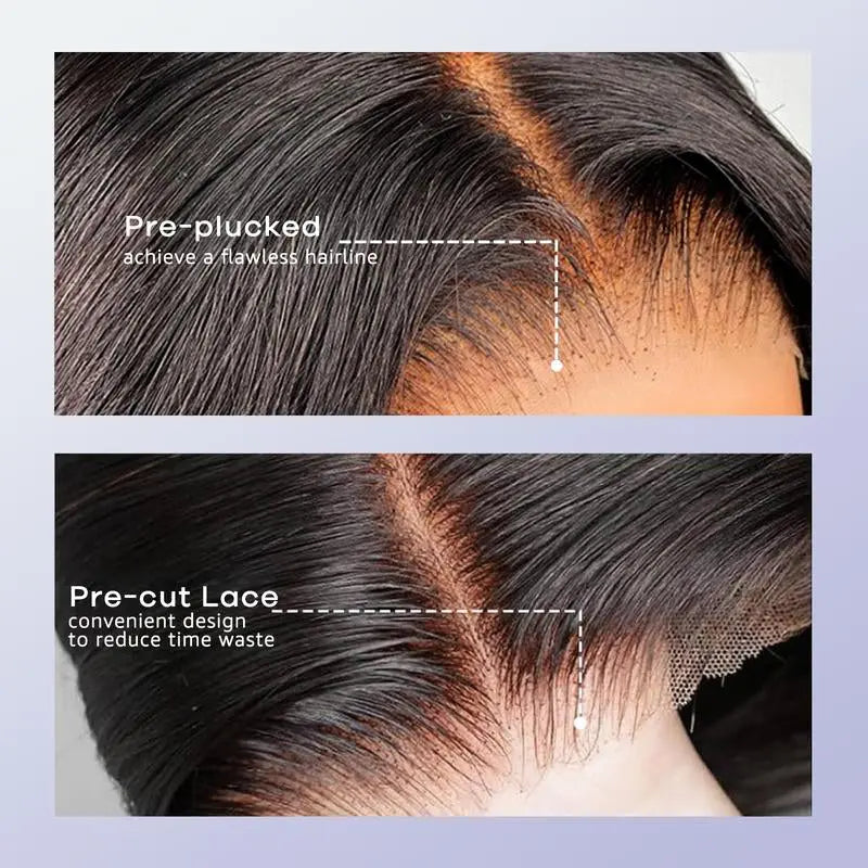 Menglle Hair Short Glueless Transparent Lace Front Human Hair Shoulder Length Wavy Bob Wig Pre-Layered Cut Honey Blonde Highlight / Natural Black / Brow 2025 Mother'S Day