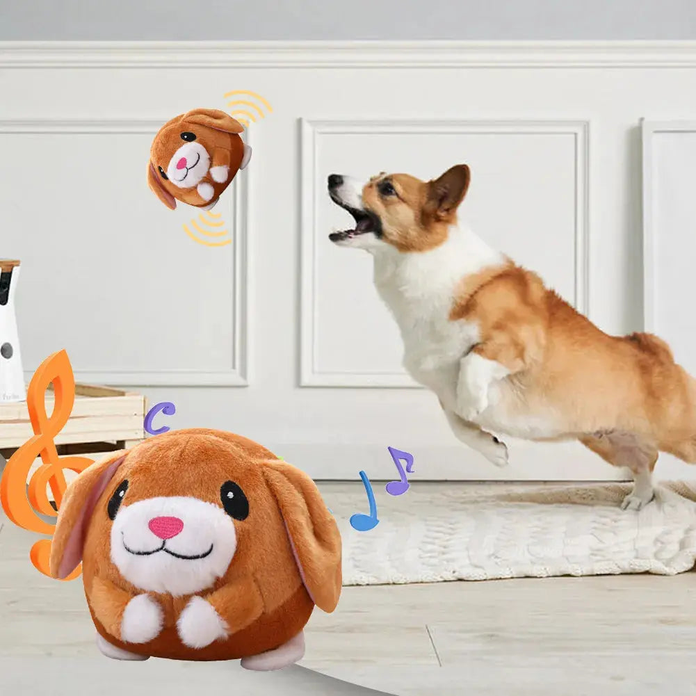Plush Automatic Bouncing Toys Bite Resistant Music Vibration Bouncing Ball Self-Moving Chewable for Dog Indoor Playing