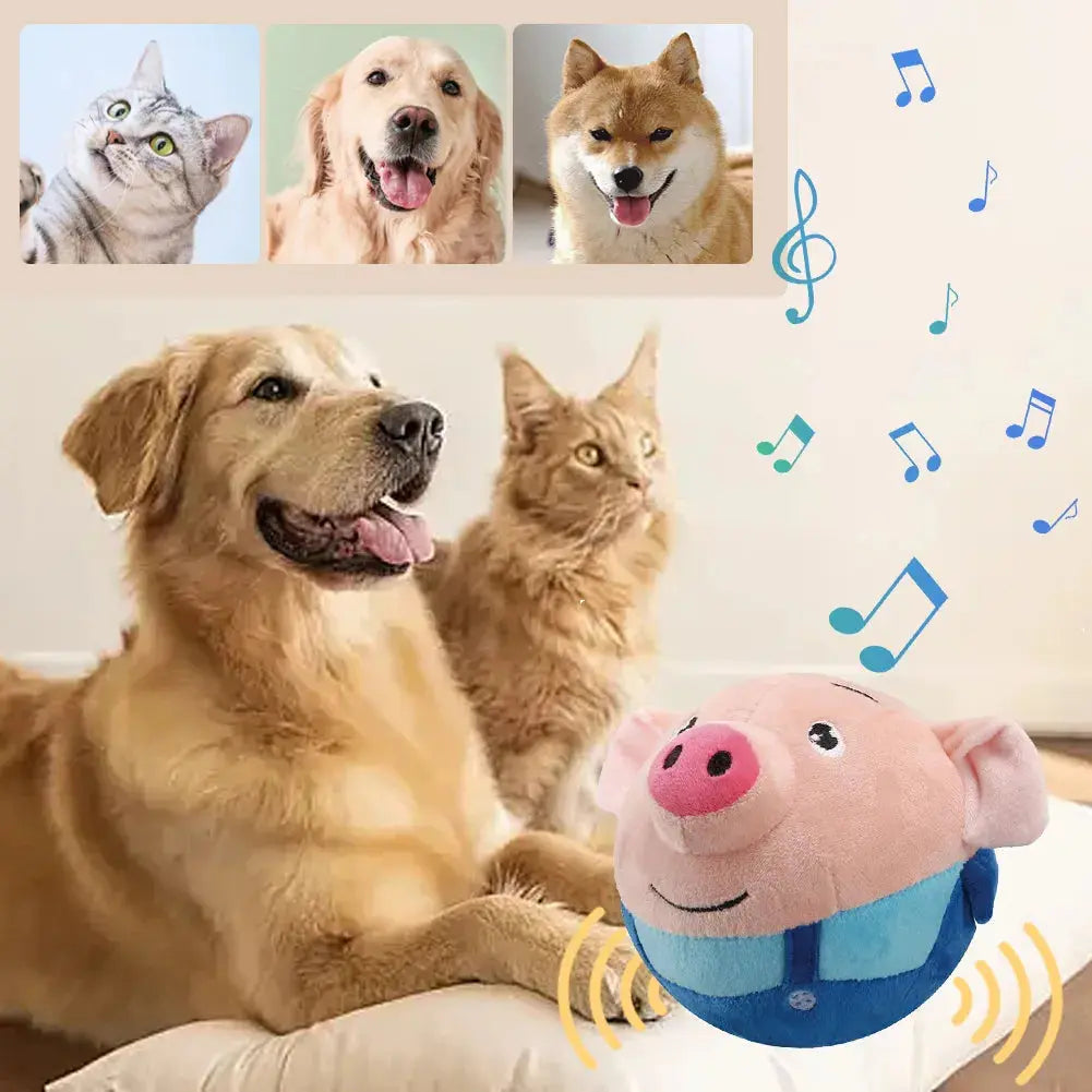 Plush Automatic Bouncing Toys Bite Resistant Music Vibration Bouncing Ball Self-Moving Chewable for Dog Indoor Playing