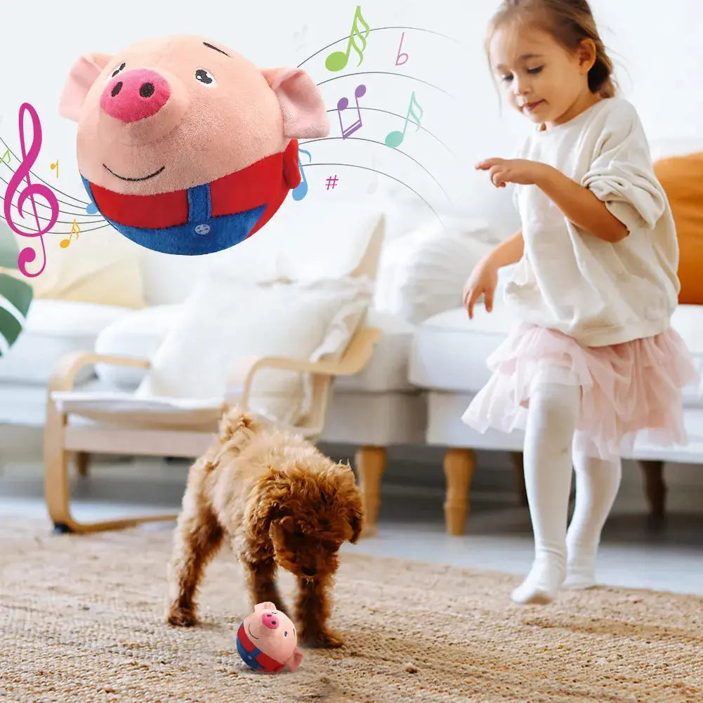 Plush Automatic Bouncing Toys Bite Resistant Music Vibration Bouncing Ball Self-Moving Chewable for Dog Indoor Playing