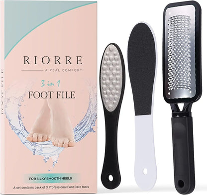 Professional Foot Files for Hard Skin - Premium 3 in 1 Pedicure Foot File, Scrubber and Foot Scraper for Soft & Smooth Heels