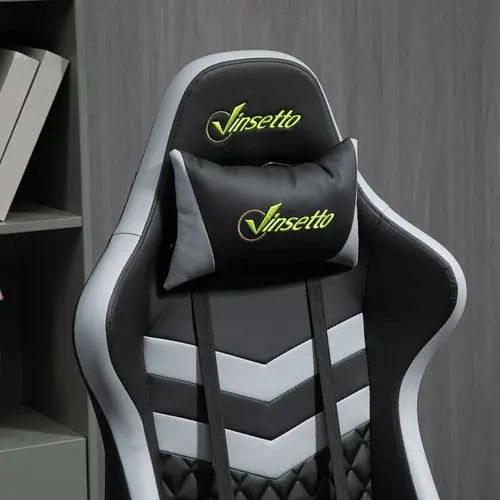 Racing Gaming Chair w/ Lumbar Support, Headrest, Gamer Office Chair, Black White - My Store