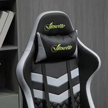 Racing Gaming Chair w/ Lumbar Support, Headrest, Gamer Office Chair, Black White - My Store
