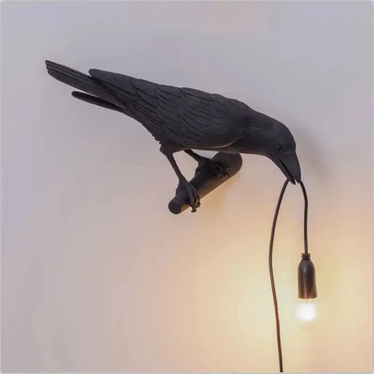 Resin Lucky Bird Crow Wall Lamp Table Lamp Night Light Bedroom Bedside Living Room Wall Lamp Home Decoration(Free Bulb)