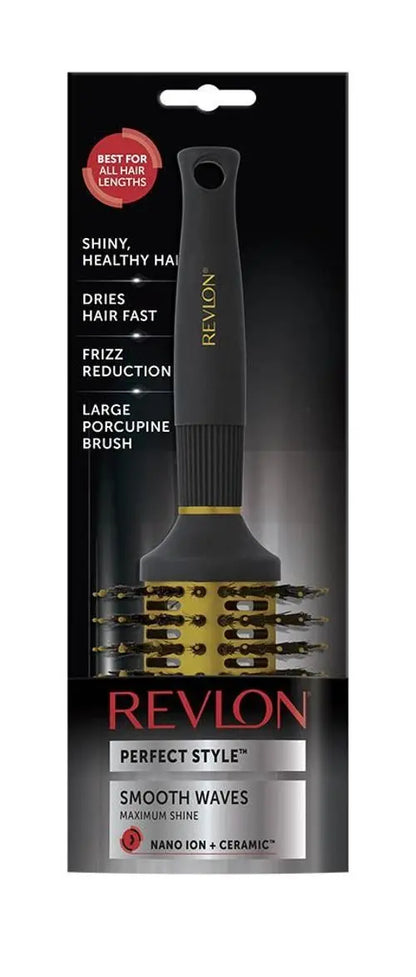 Revlon Ionic Ceramic Smooth Waves Large Round Barrel Blow Dry Hair Brush Nano Anti Bacterial Technology - My Store