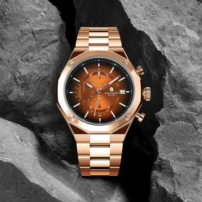 SAPPHERO Watches for Men Octagonal Stainless Steel Quartz Men'S Watch 50 Meter Water Resistant Analog Movement Multifunction Dial Classic Men'S Gifts