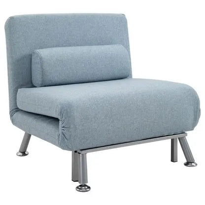 Single Folding 5 Position Convertible Sleeper Chair Sofa Bed Blue - My Store