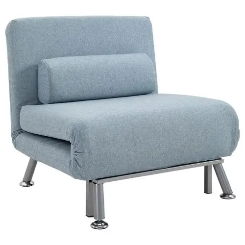 Single Folding 5 Position Convertible Sleeper Chair Sofa Bed Blue - My Store