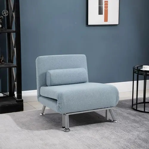 Single Folding 5 Position Convertible Sleeper Chair Sofa Bed Blue - My Store