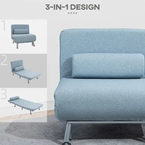 Single Folding 5 Position Convertible Sleeper Chair Sofa Bed Blue - My Store