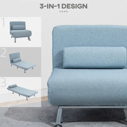 Single Folding 5 Position Convertible Sleeper Chair Sofa Bed Blue - My Store