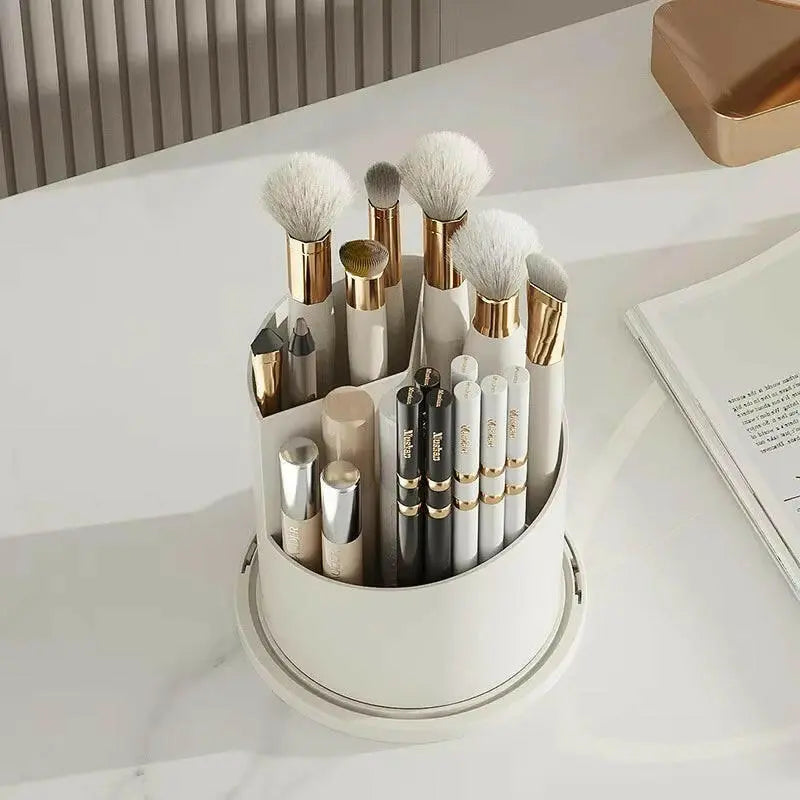 Soporte Giratorio De 360 ° Con Tapa Para Brochas De Maquillaje, Caja De Almacenamiento Para Lápiz Labial, Cejas, Sombra De Ojos,