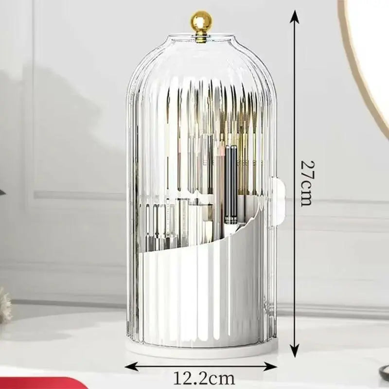 Soporte Giratorio De 360 ° Con Tapa Para Brochas De Maquillaje, Caja De Almacenamiento Para Lápiz Labial, Cejas, Sombra De Ojos,