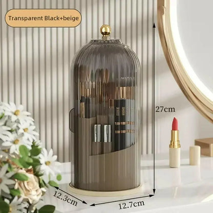 Soporte Giratorio De 360 ° Con Tapa Para Brochas De Maquillaje, Caja De Almacenamiento Para Lápiz Labial, Cejas, Sombra De Ojos,