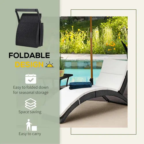 Sun Lounger Rattan Hammock Sun Bed Garden Folding Recliner Chair w/ Cushion - My Store