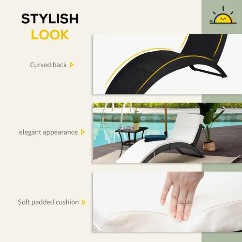 Sun Lounger Rattan Hammock Sun Bed Garden Folding Recliner Chair w/ Cushion - My Store