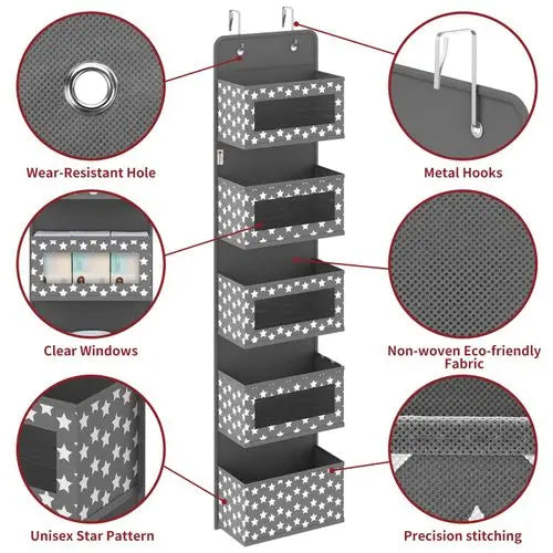 VINSANI 5TIER DGREY HANGING ORGANISER 1010283 - My Store