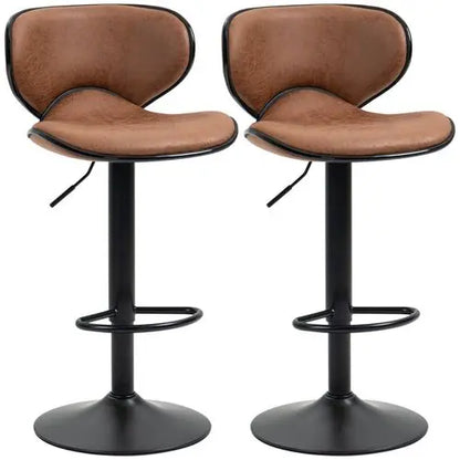 Vintage Bar Stool Set of 2 Microfiber Cloth Adjustable Height Armless Chairs - My Store