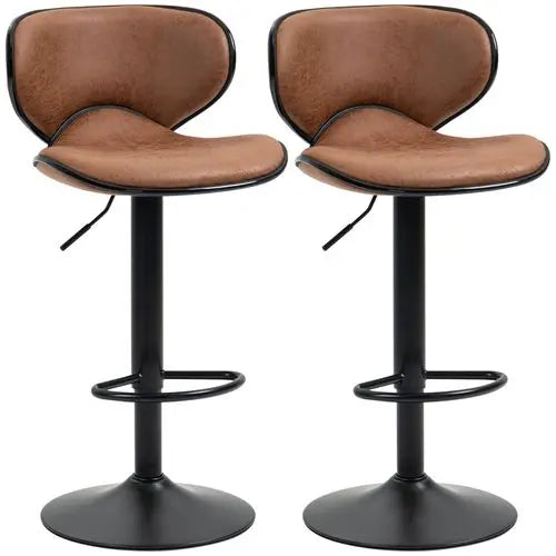 Vintage Bar Stool Set of 2 Microfiber Cloth Adjustable Height Armless Chairs - My Store