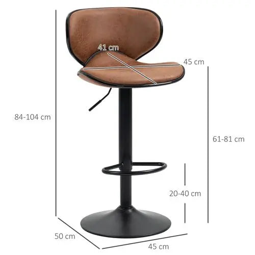 Vintage Bar Stool Set of 2 Microfiber Cloth Adjustable Height Armless Chairs - My Store