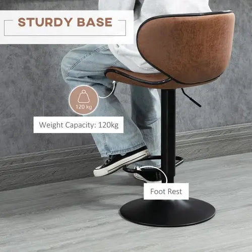 Vintage Bar Stool Set of 2 Microfiber Cloth Adjustable Height Armless Chairs - My Store